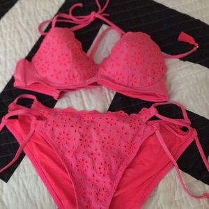 Shade and Shore pink, flower bathing suit.